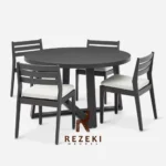 Caferio Round Table Dining Set 4 Kursi Makan