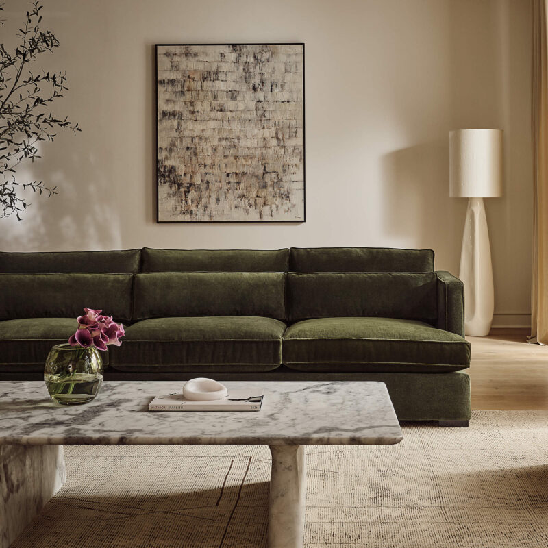 Detail Sofa Velvet Green 3 Seat