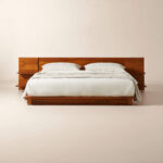 Tempat Tidur Minimalis Meja Samping Kayu Jati Walnut - Gambar 2