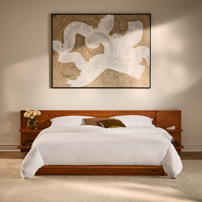 Desain Tempat Tidur Minimalis Meja Samping Kayu Jati Walnut