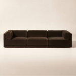 Cery Sofa Single Dark Brown Velvet 3 Seat - Gambar 2