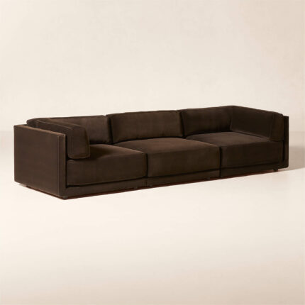 Cery Sofa Single Dark Brown Velvet 3 Seat Modern
