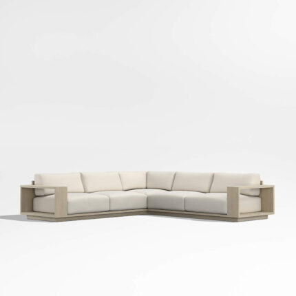 Desha Sofa L-Shaped Outdoor Teak Wood Armrest Modern