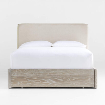Sasa Bed Teak Wood White Wash Modern