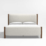 Zero Bed Teak Wood Velvet Modern