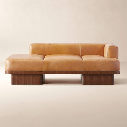 Forty Daybed Teak Wood Leather Sintetis