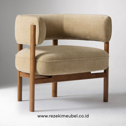 Armchair Lisbon Fabric Teakwood minimalis
