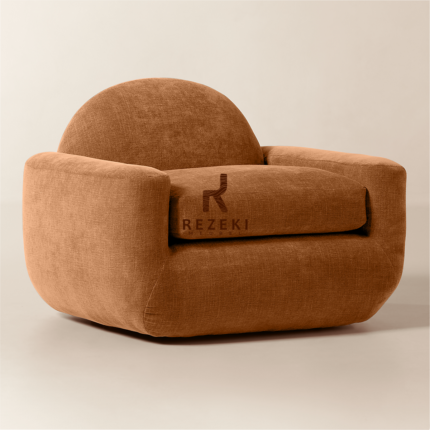 Aldine Spice Brown Single Contemporary Chair Fabric Lounge Chair
