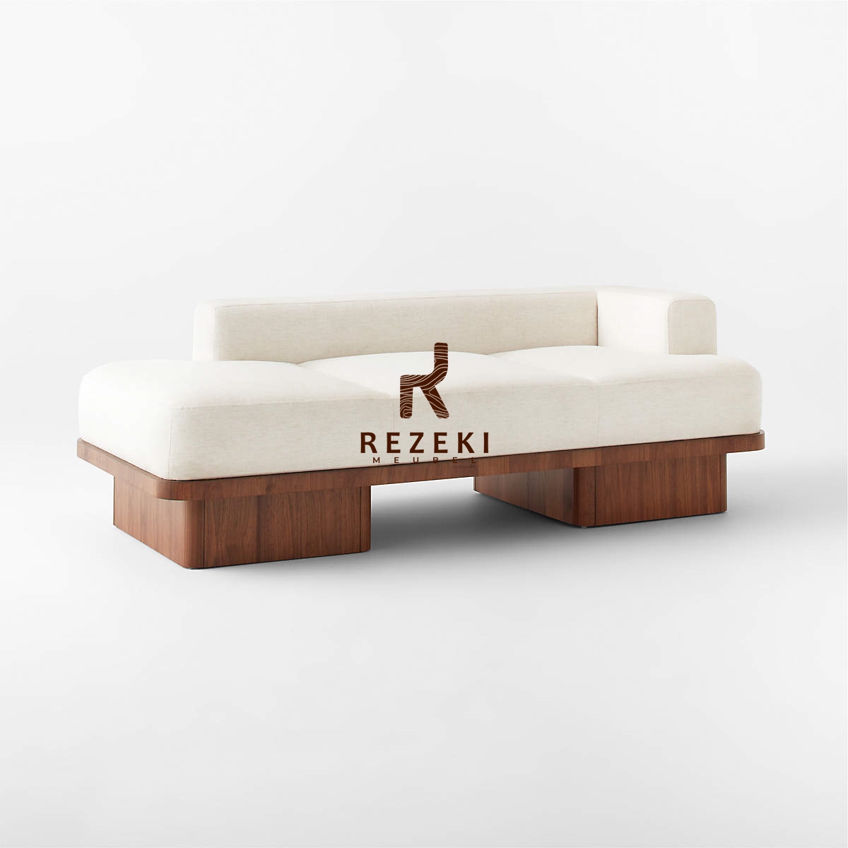 Daybed Kain Crypton Putih Sofa Minimalis Modern untuk Ruang Tamu & Lounge
