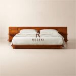 ACACIA BED NIGHTSTANDS WOOD PLATFORM