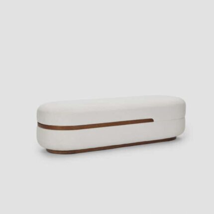 Eclair Chaise Lounge – Modern Rounded Design dengan Aksen Kayu
