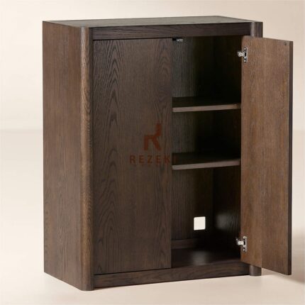 Kabinet Kayu Dark Walnut 2 Pintu – Elegan & Minimalis