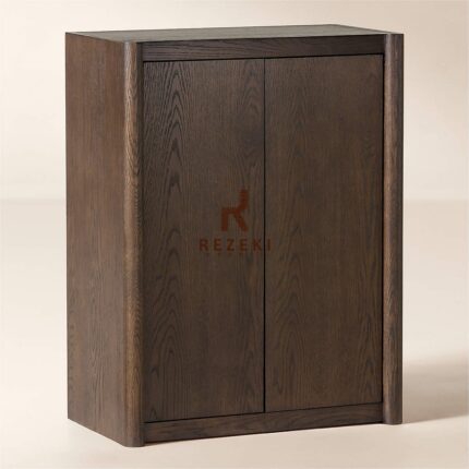Kabinet Kayu Dark Walnut 2 Pintu – Elegan & Minimalis