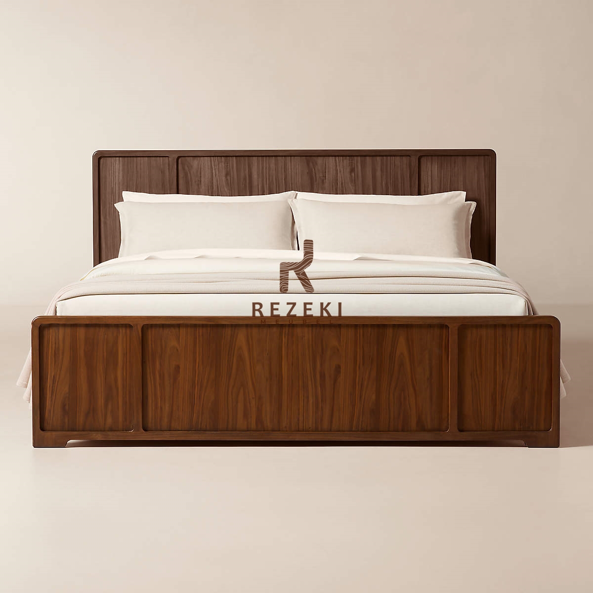 Tempat Tidur Kayu Solid Modern Minimalis